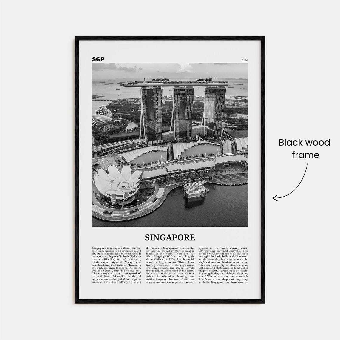 Singapore Print Black And White No 3 Singapore Wall Art Singapore Poster Singapore Photo Singapore Wall Decor Malay Malaysia Asia - Image 3