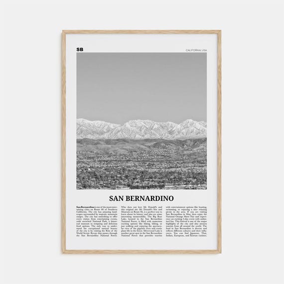 San Bernardino Black And White California Travel Poster