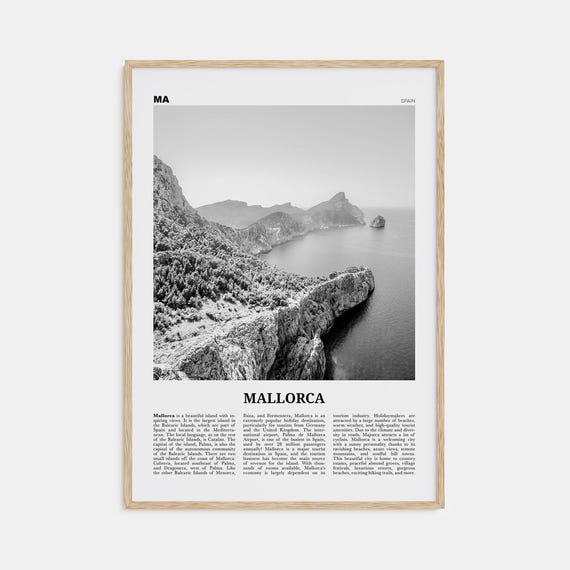Mallorca Black and White Travel Poster, Spain