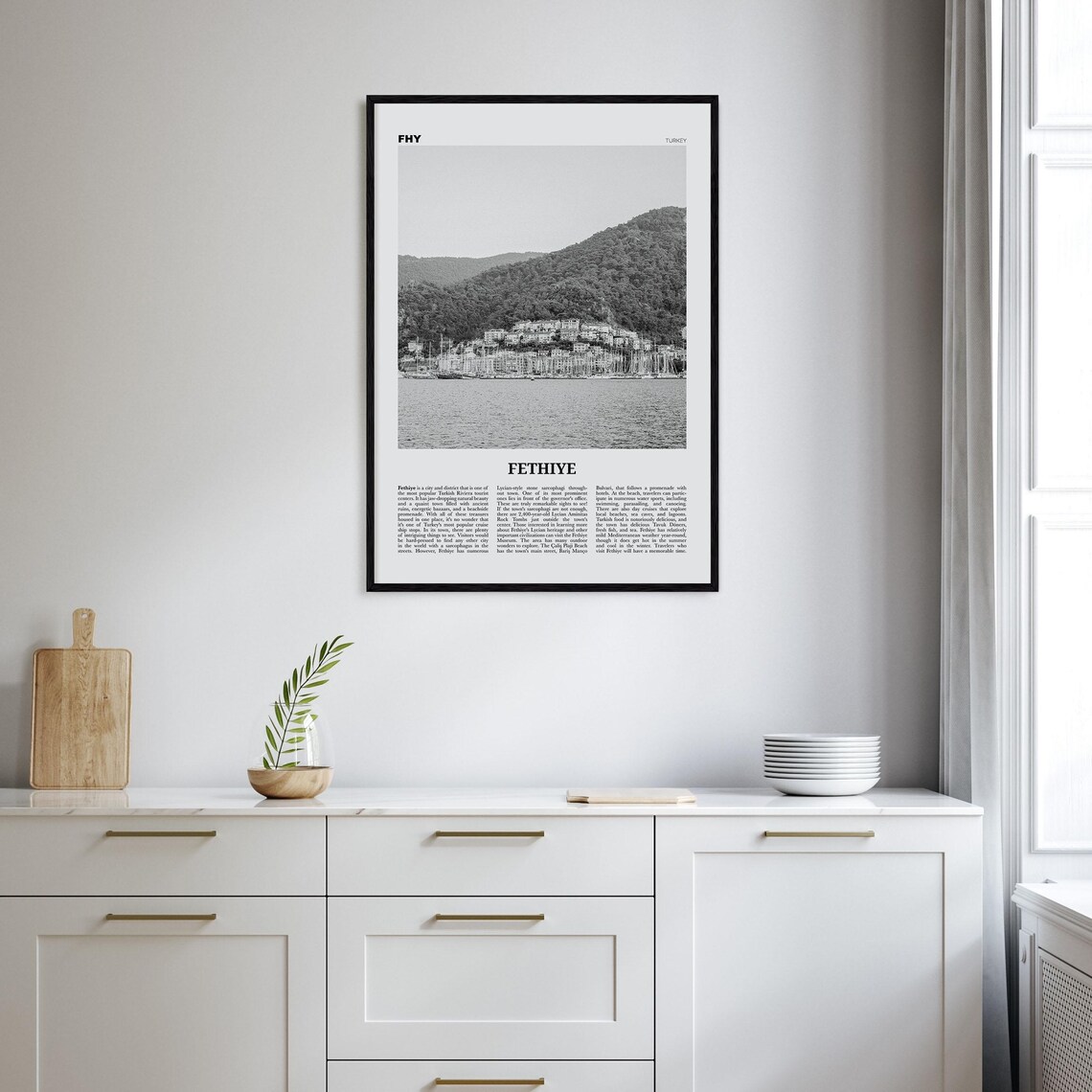 Fethiye Black and White Travel Poster, Turkey - Image 2