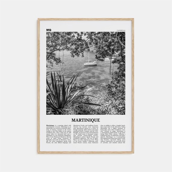 Martinique Black and White Travel Poster, Fort-de-France