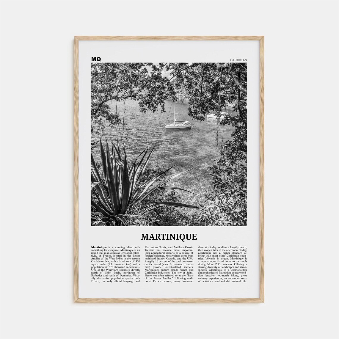 Martinique Black and White Travel Poster, Fort-de-France