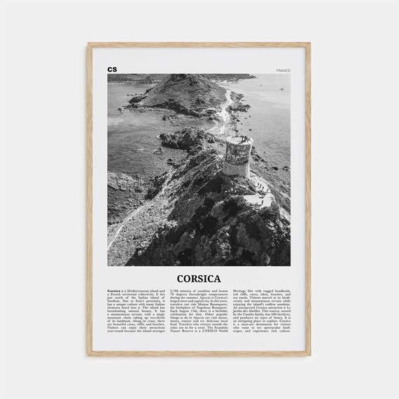 Corsica Black And White Travel Poster, Corsica France