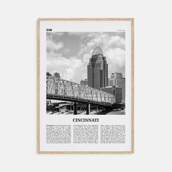 Cincinnati Black and White No. 2 Travel Poster