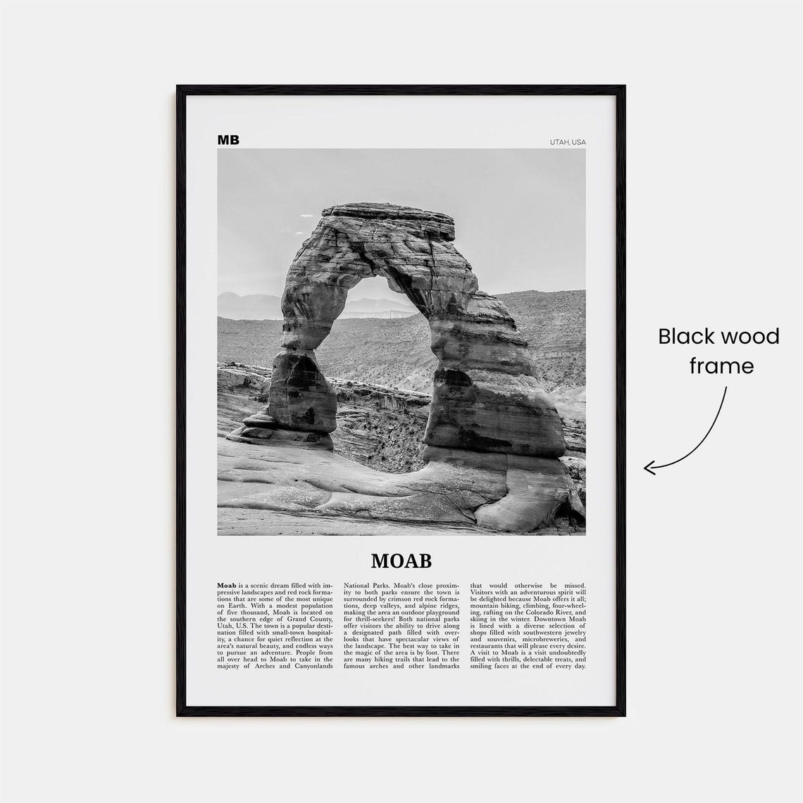 Moab Black and White Travel Poster, Utah USA - Image 3