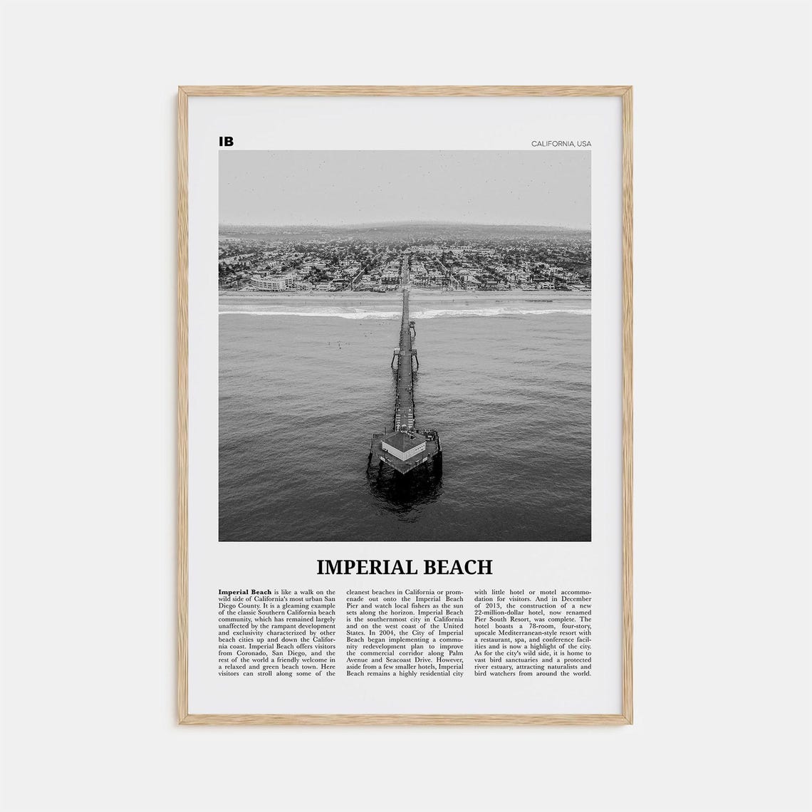 Imperial Beach Black And White Travel Poster