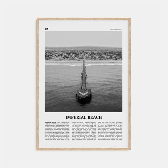 Imperial Beach Black And White Travel Poster