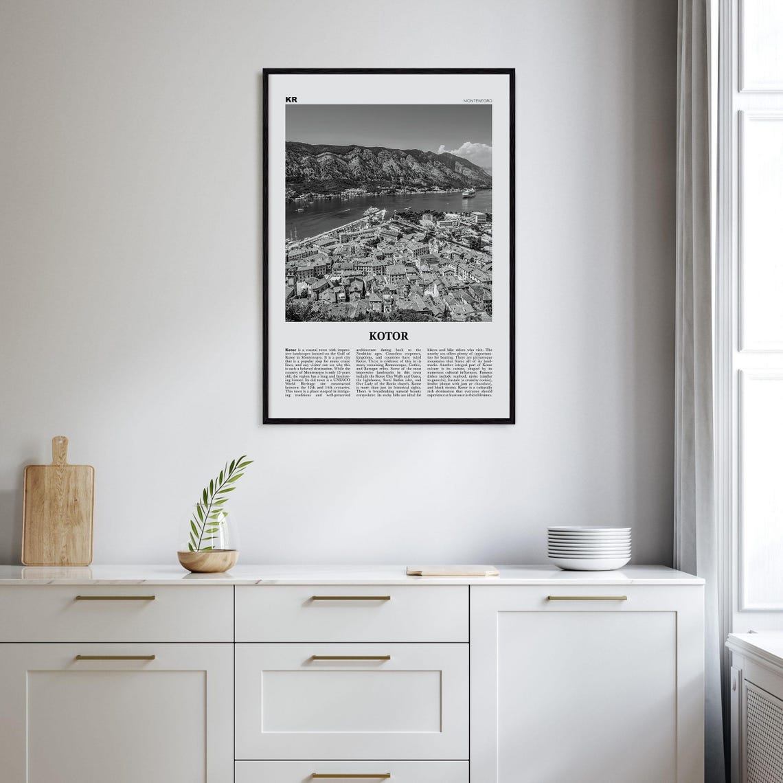 Kotor Black and White Travel Poster, Montenegro - Image 2