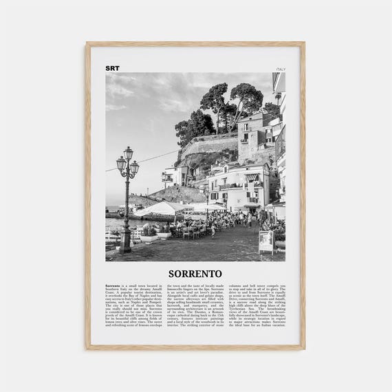 Sorrento Black and White Travel Poster, Italy