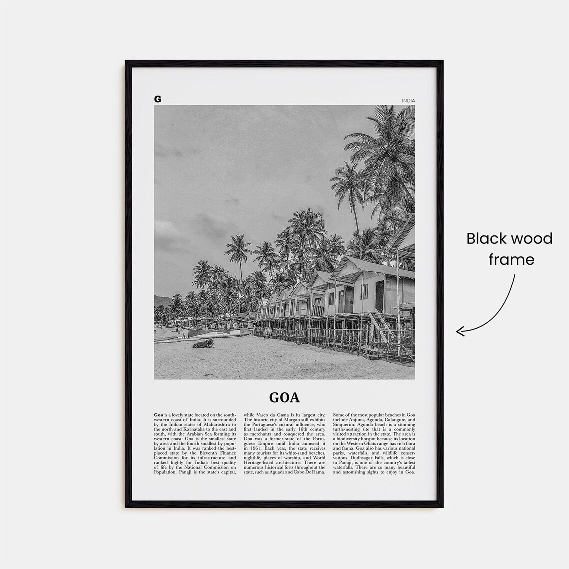 Goa Black and White Photo Travel Poster, India - Image 3