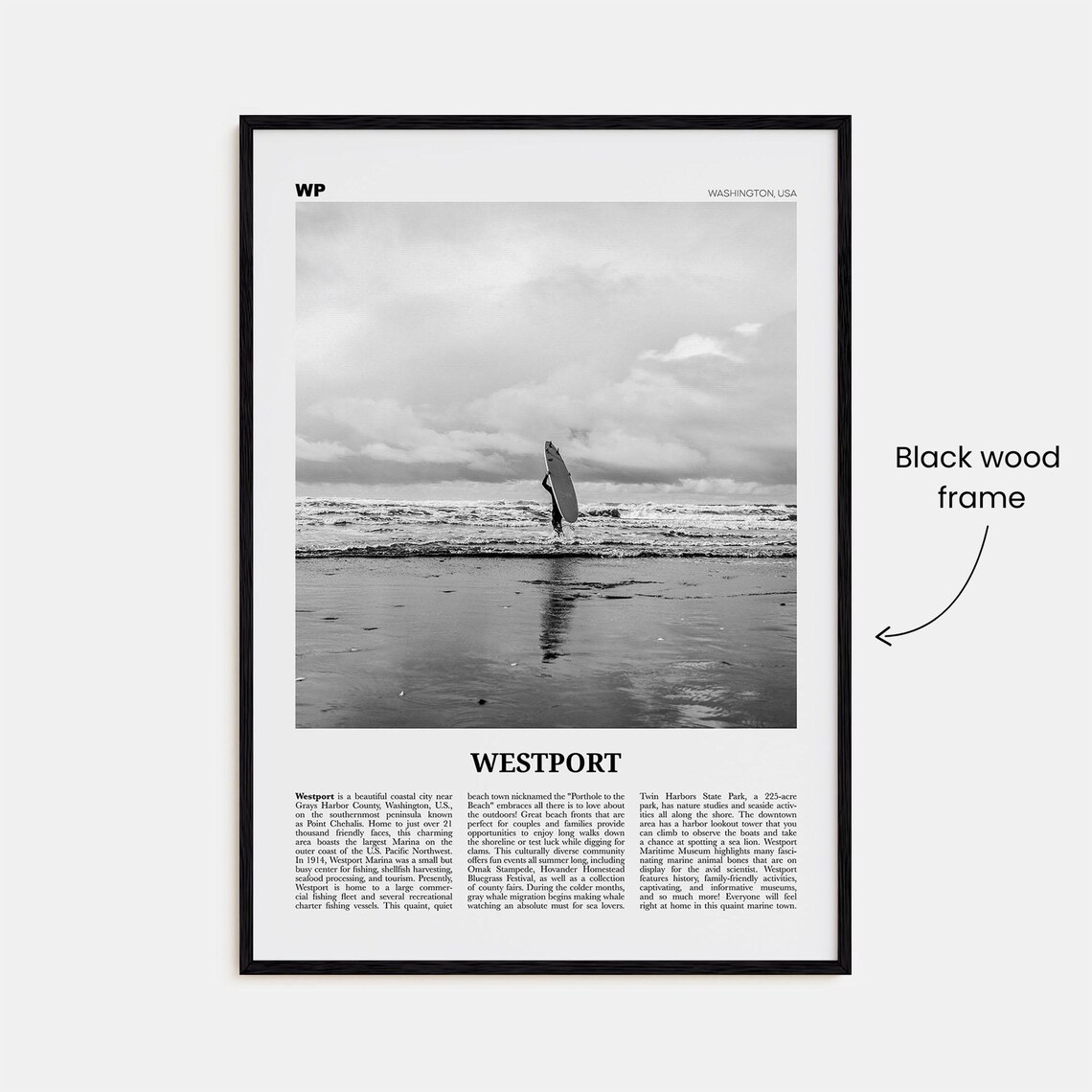 Westport, Washington Black-And-White Travel Poster - Image 3