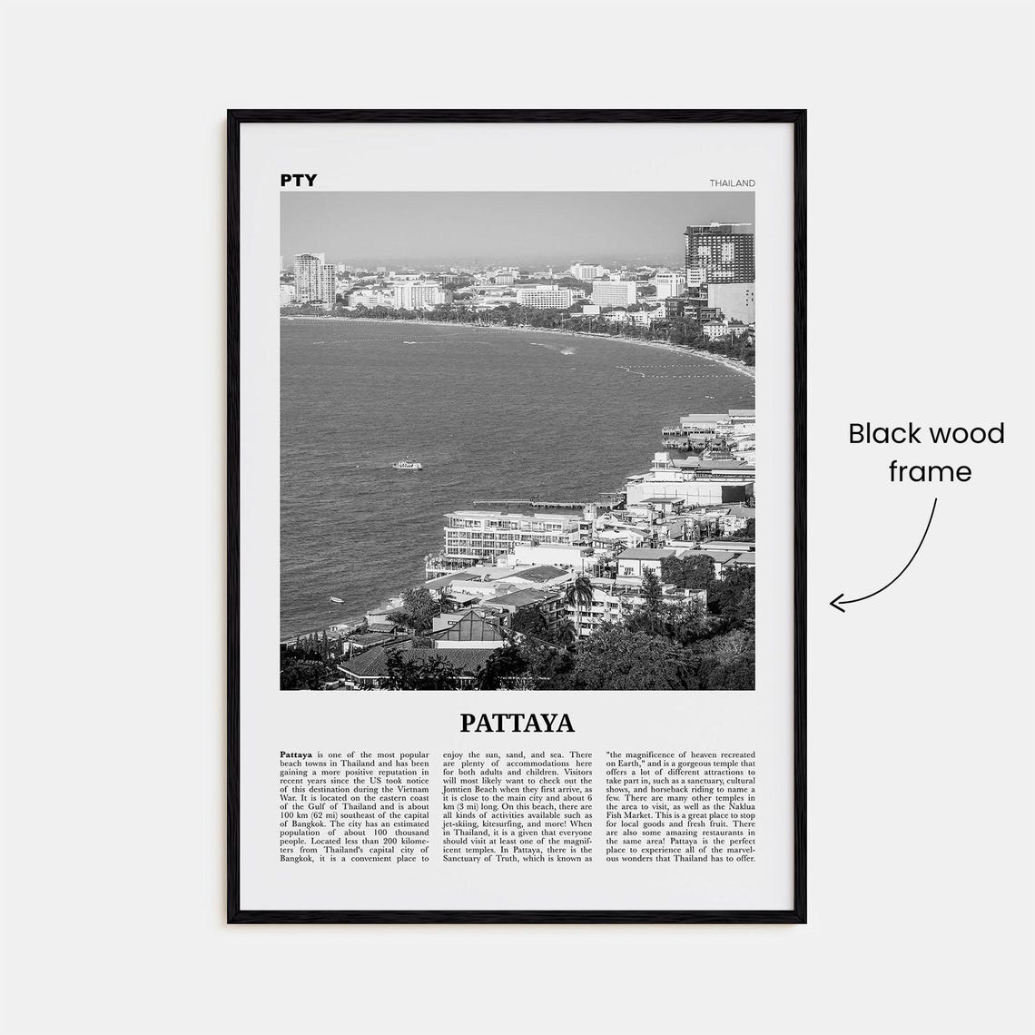Pattaya Print Black And White Pattaya Wall Art Pattaya Poster Pattaya Photo Pattaya Wall Dcor Thailand Chonburi Bang Lamung - Image 3