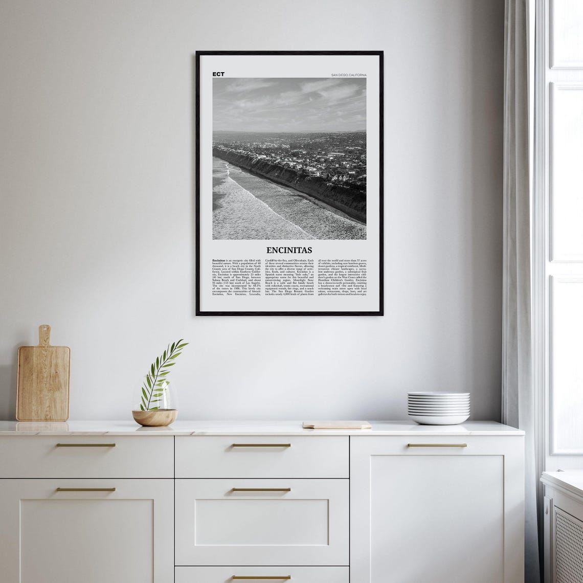 Encinitas Black and White No. 2 Travel Poster - Image 2
