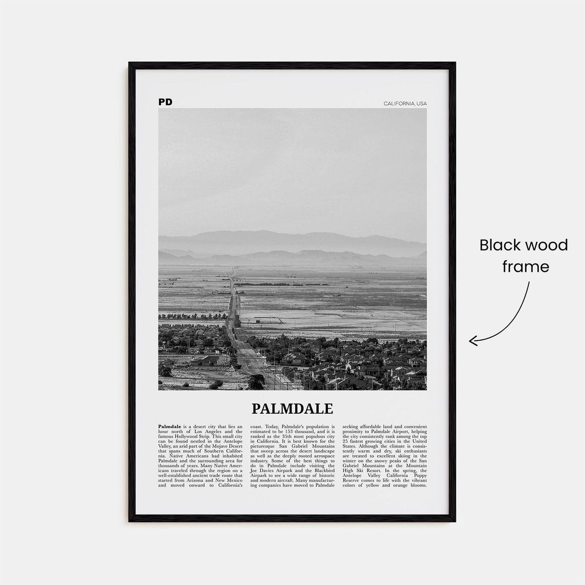 Palmdale Black and White Travel Poster, California - Image 3