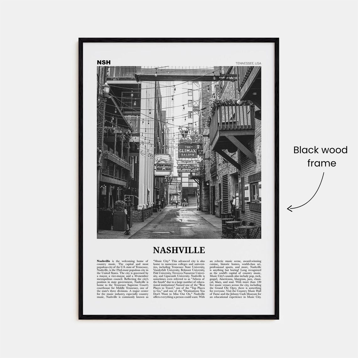 Nashville Print Black And White No 3 Nashville Wall Art Nashville Poster Nashville Photo Tennessee Usa United States North America - Image 3