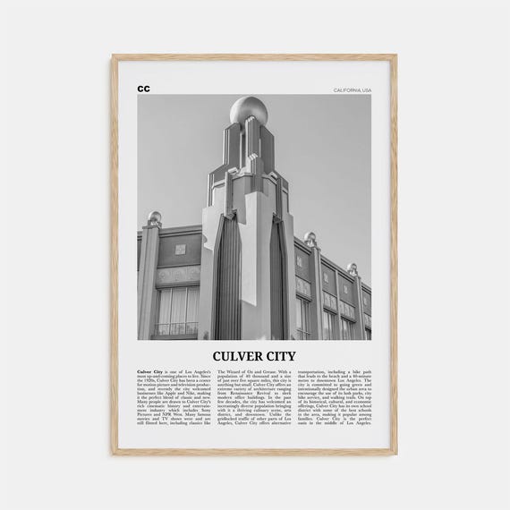 Culver City Black And White Travel Poster, California