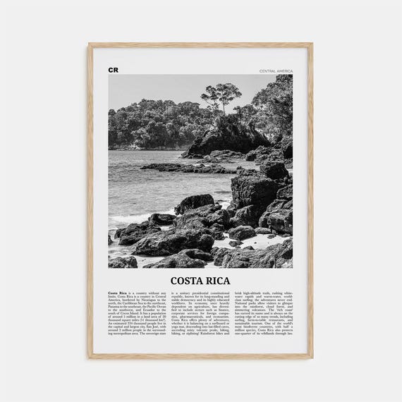 Costa Rica Black and White Wall Art Print, San Jose