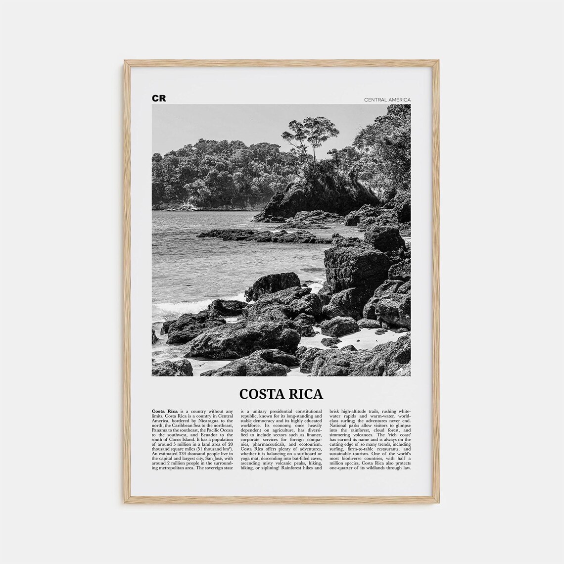 Costa Rica Black and White Wall Art Print, San Jose