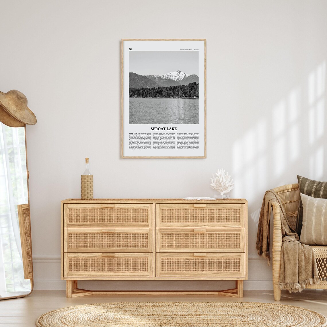 Sproat Lake Black and White Travel Poster Print - Image 4