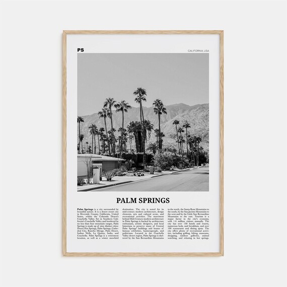 Palm Springs Black and White California Travel Poster