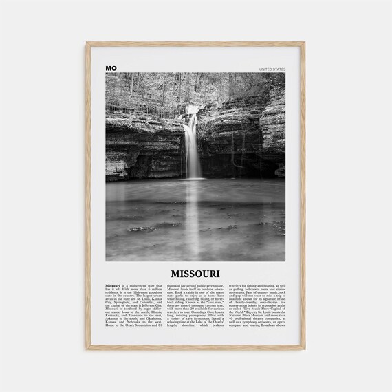 Black And White Missouri Map Poster Print, No. 2