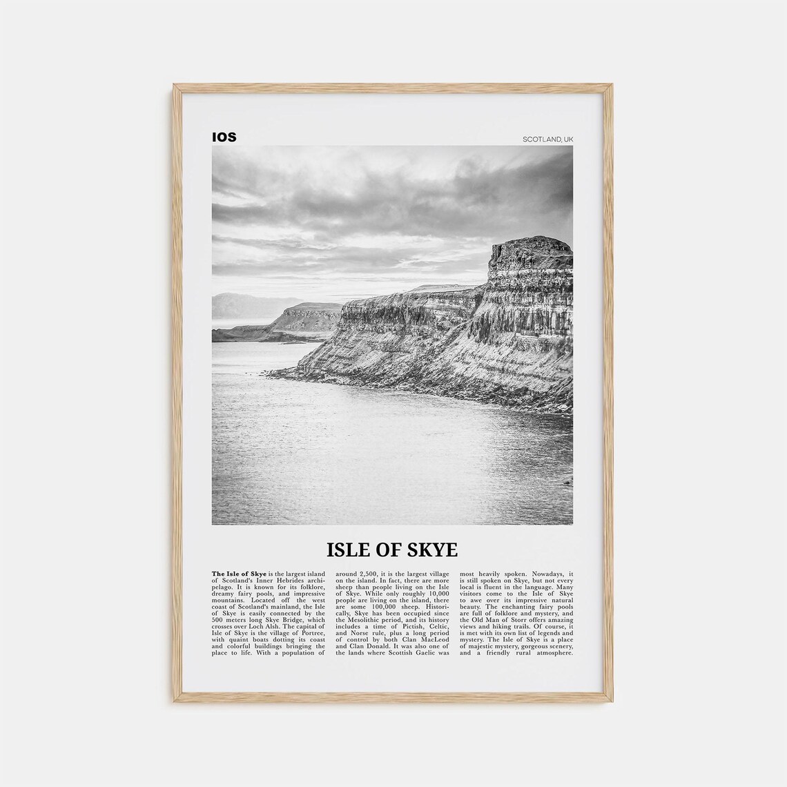 Isle Of Skye Black And White Travel Poster, Scotland