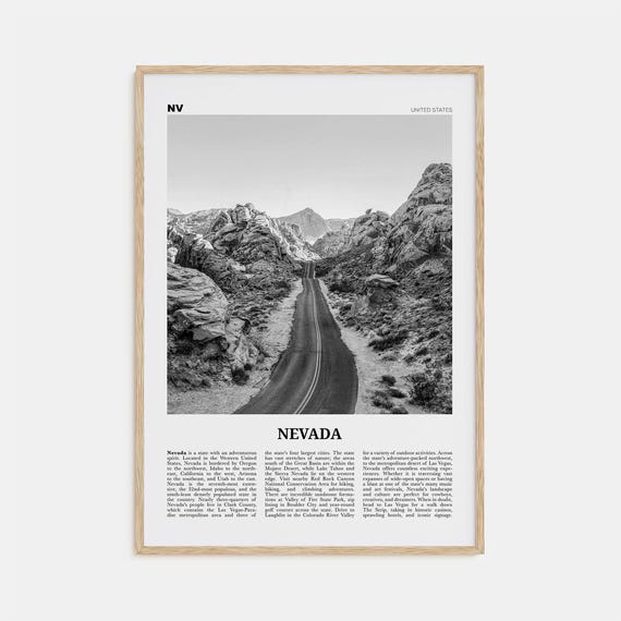 Nevada Black And White No. 1 Travel Poster Print