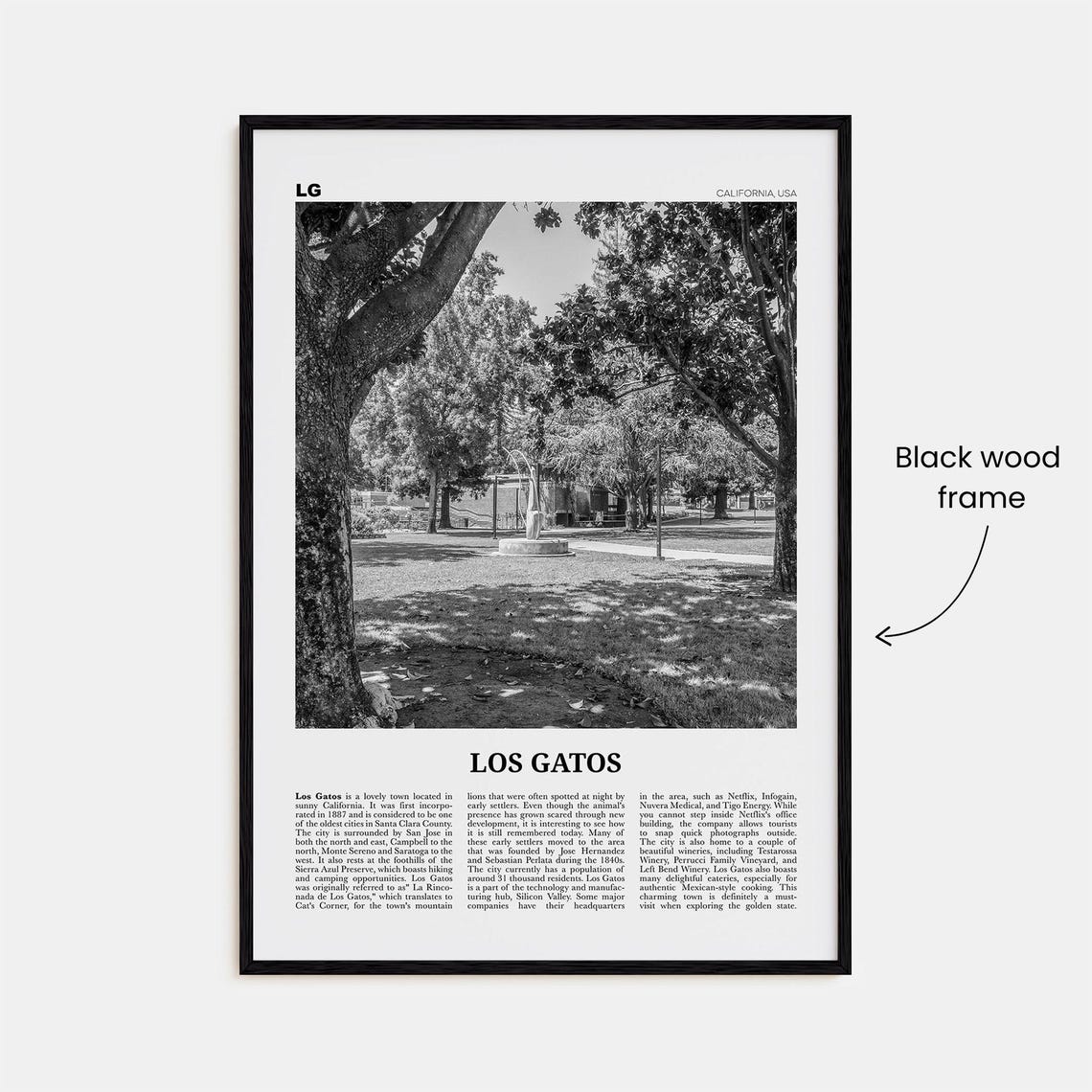 Los Gatos Print Black And White Los Gatos Wall Art Los Gatos Poster Los Gatos Photo Los Gatos Wall Dcor California Usa United States - Image 3