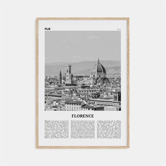 Florence Black and White Travel Poster, Italy