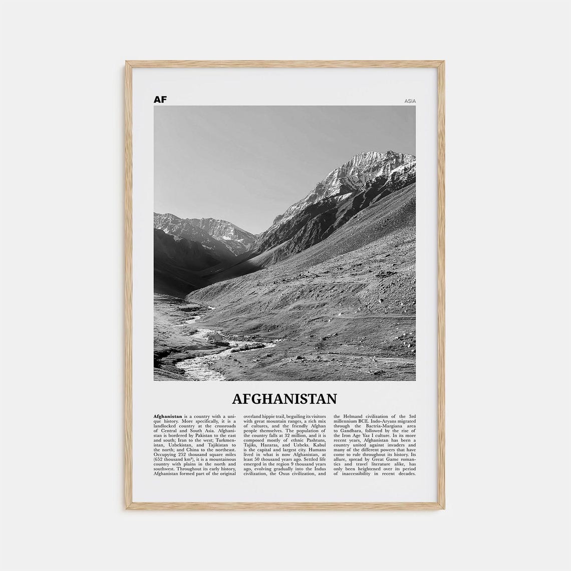Afghanistan Black and White No 1 Art Print