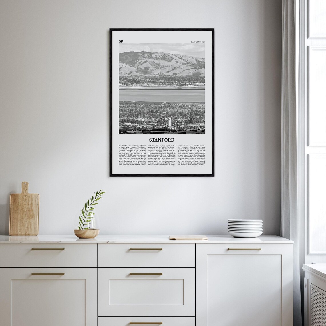 Stanford Black and White Travel Poster, California Map - Image 2