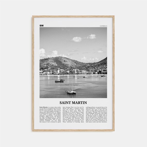 Saint Martin Black And White Art Print, Caribbean