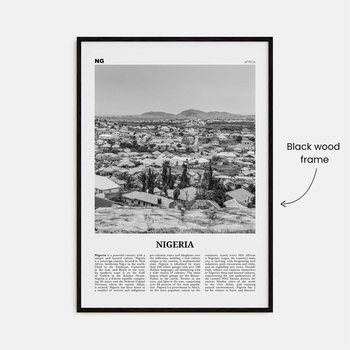 Nigeria Black And White Travel Poster, Abuja Lagos - Image 3