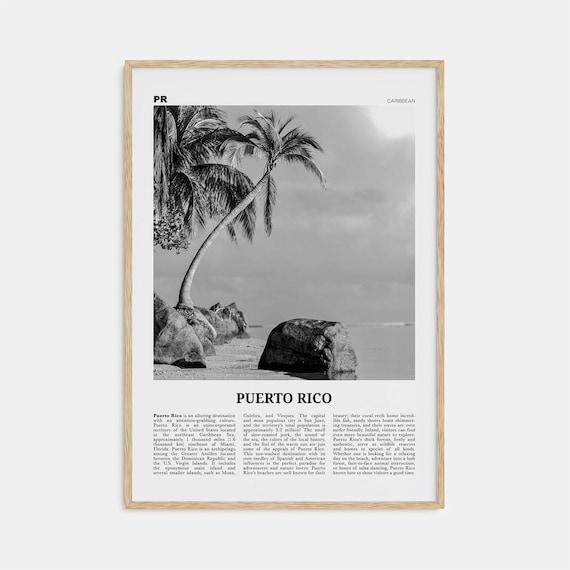 Puerto Rico Black and White Travel Poster, San Juan