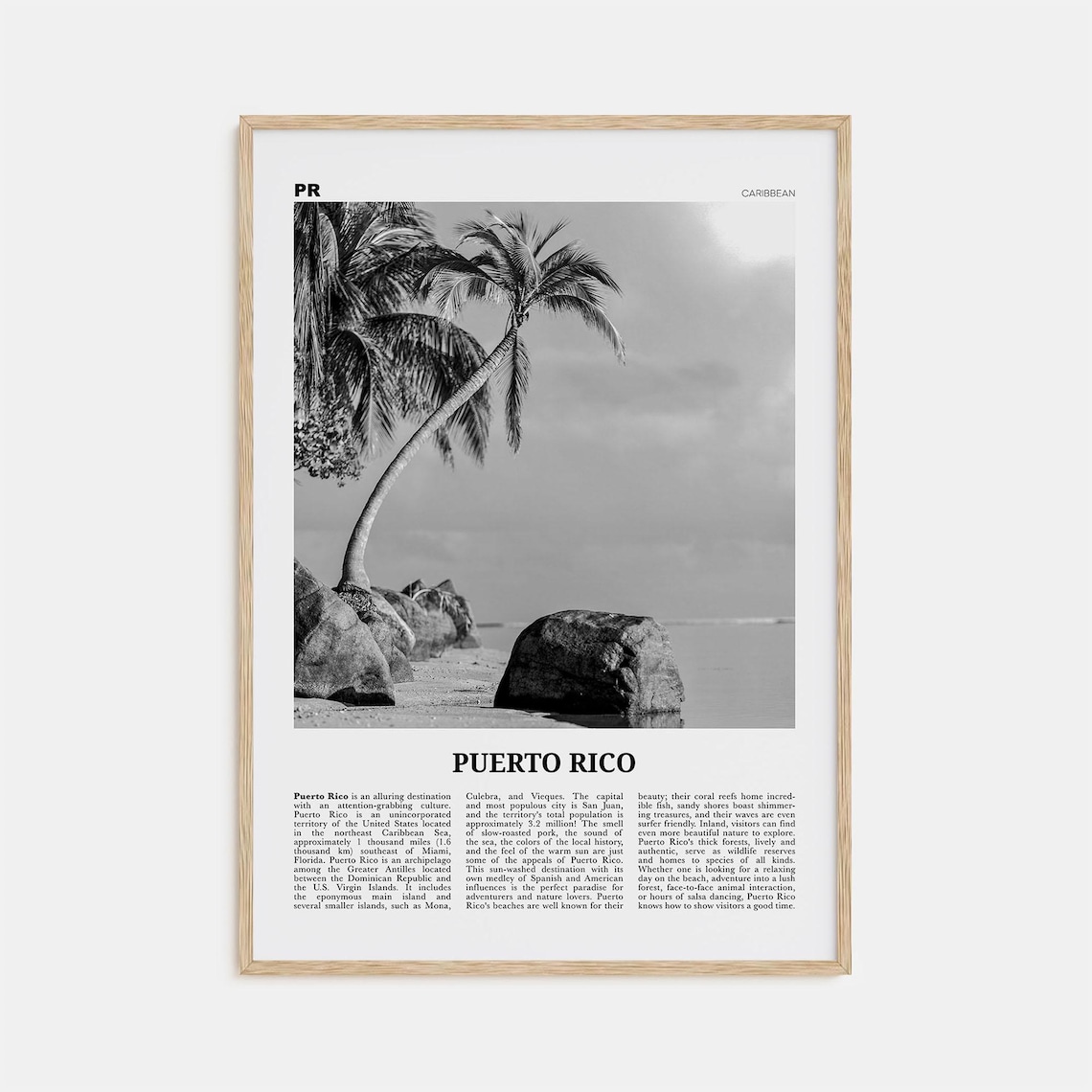 Puerto Rico Black and White Travel Poster, San Juan