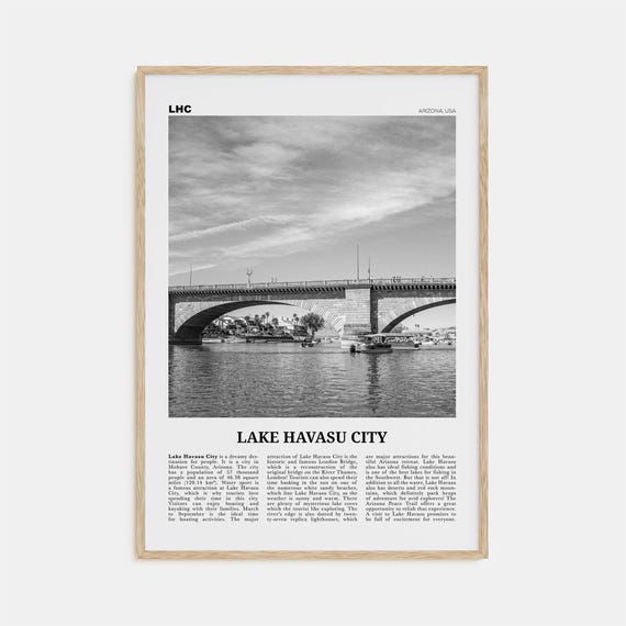 Lake Havasu City Black and White Map Poster Print