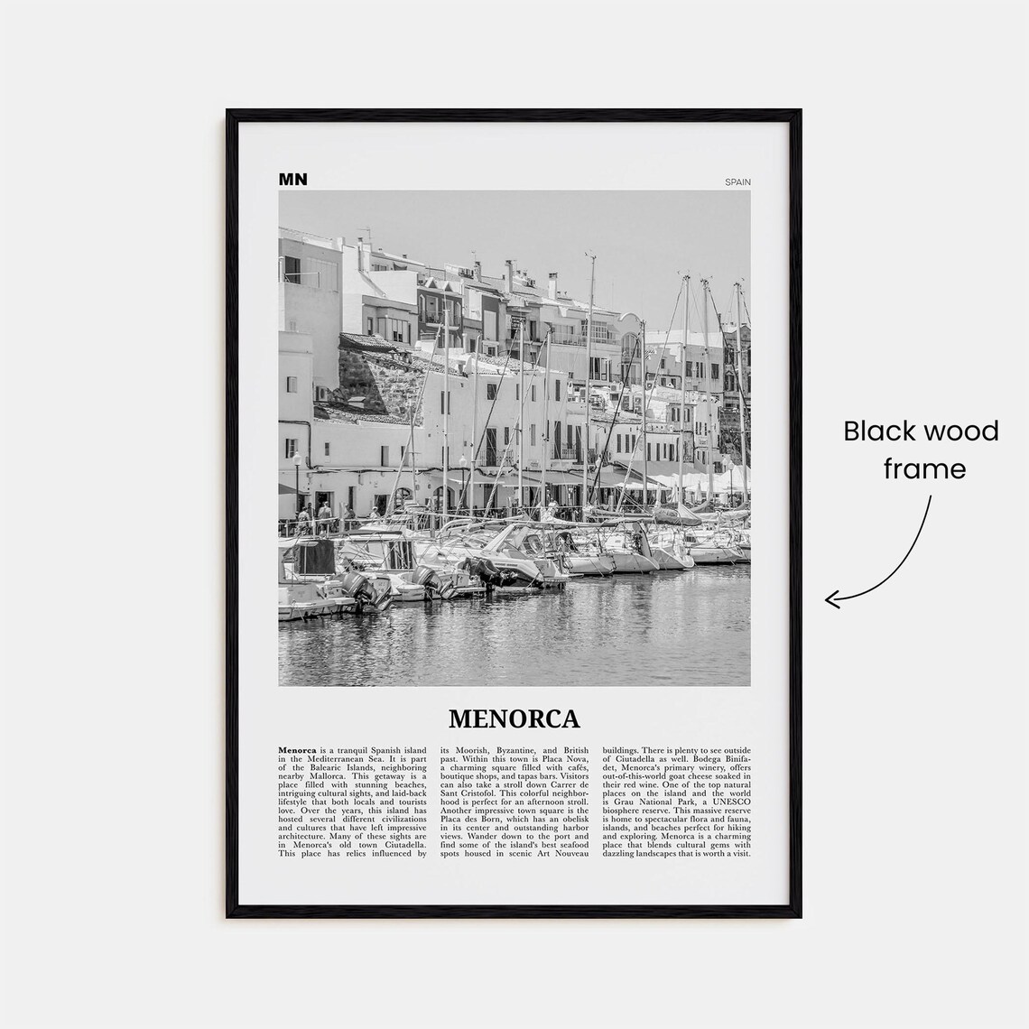 Menorca Black and White Travel Poster, Spain, Minorca - Image 3