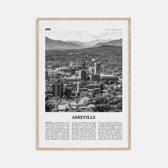 Asheville Black and White No. 1, North Carolina Travel Poster