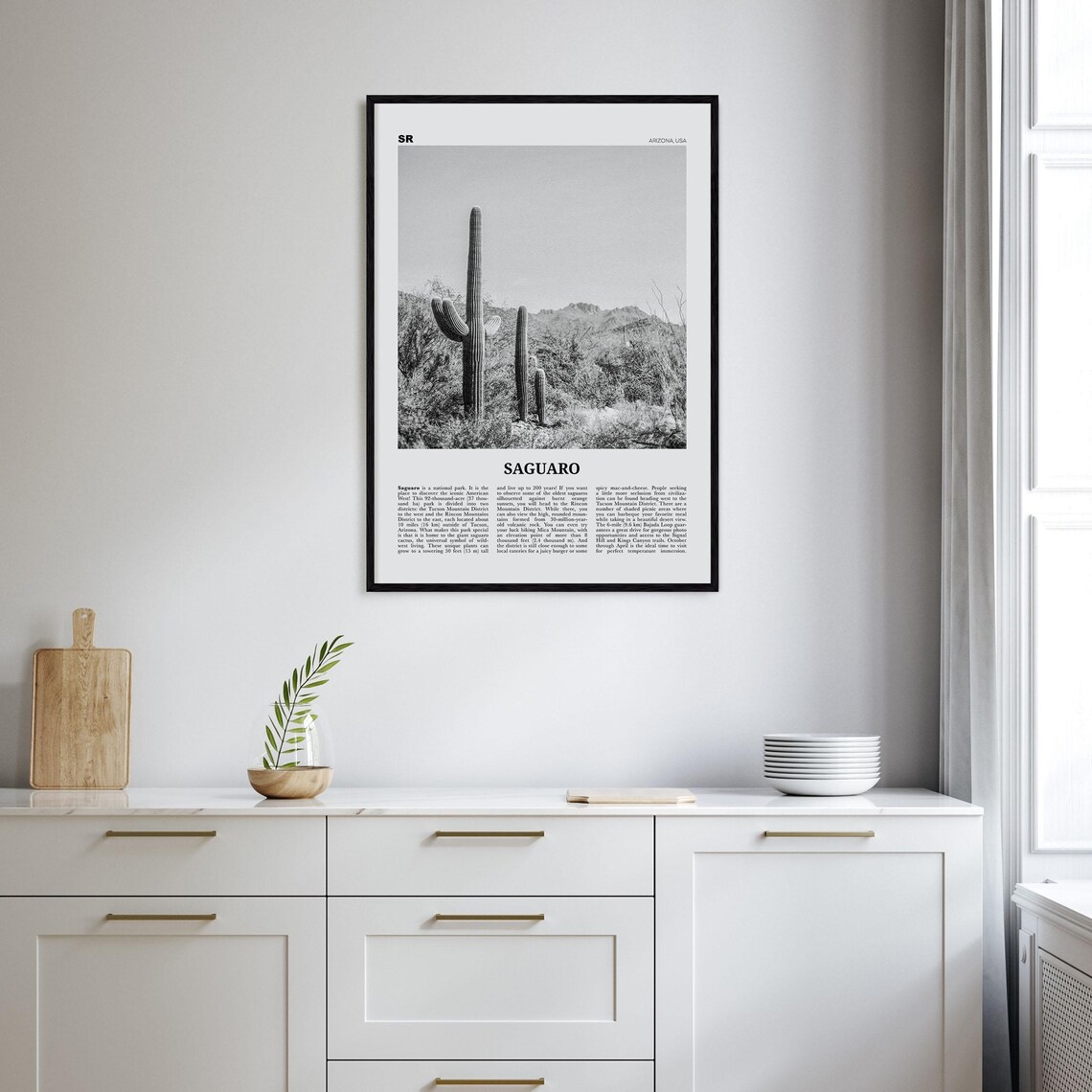 Saguaro National Park Black And White Travel Poster - Image 2