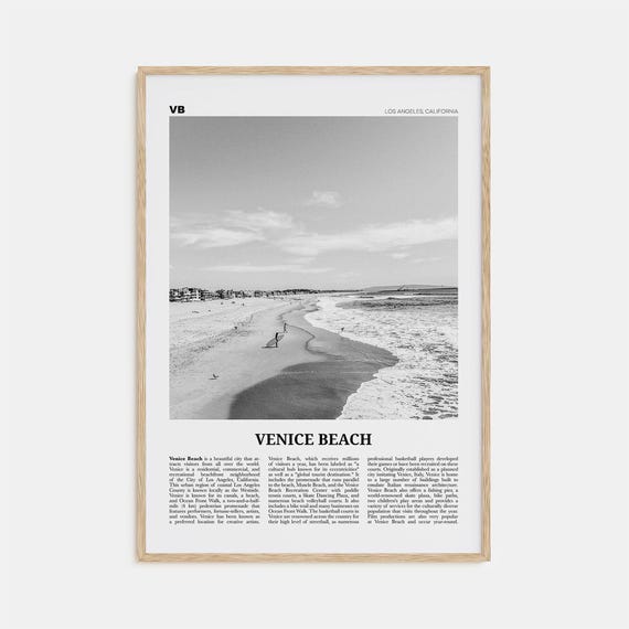 Venice Beach Black And White Travel Poster, Los Angeles