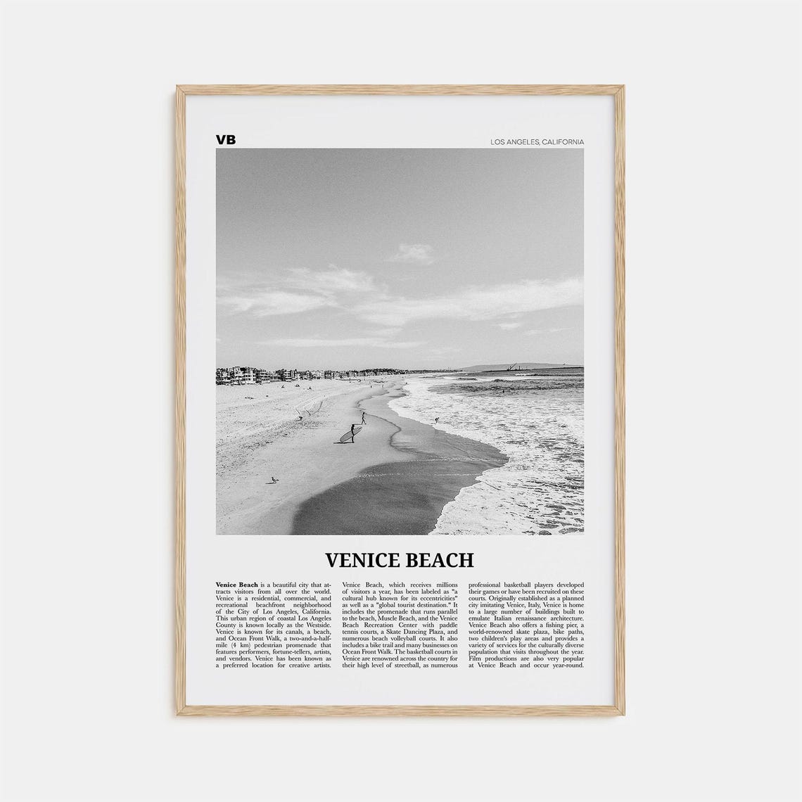 Venice Beach Black And White Travel Poster, Los Angeles
