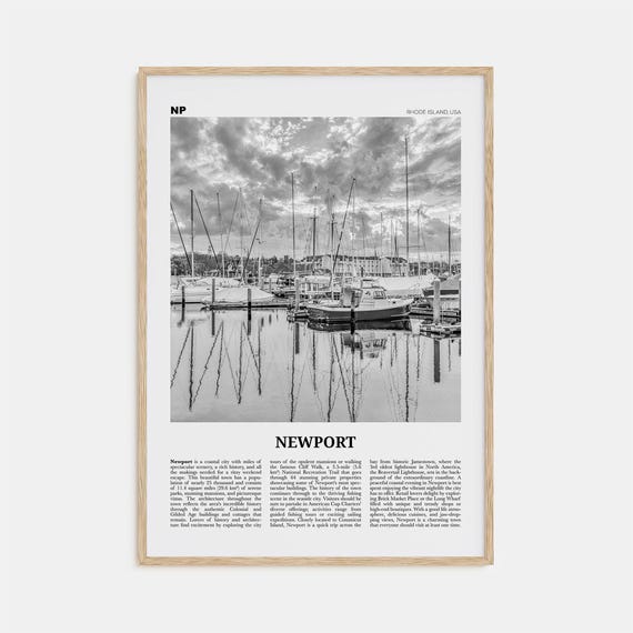 Newport, Rhode Island Black and White Travel Poster
