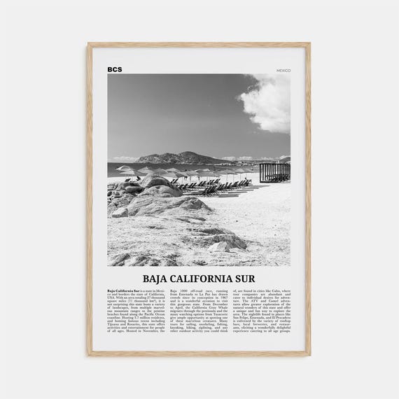 Baja California Sur, Black And White Travel Poster