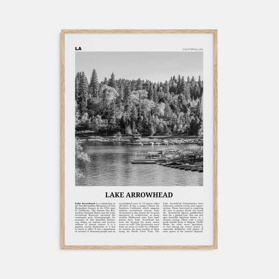 Lake Arrowhead Black and White Travel Poster