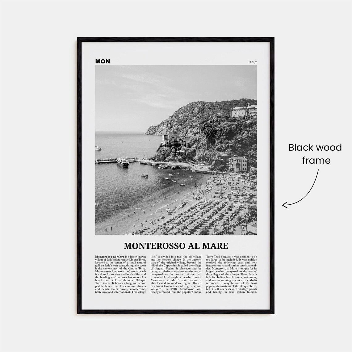 Monterosso Al Mare Black and White Travel Poster - Image 3
