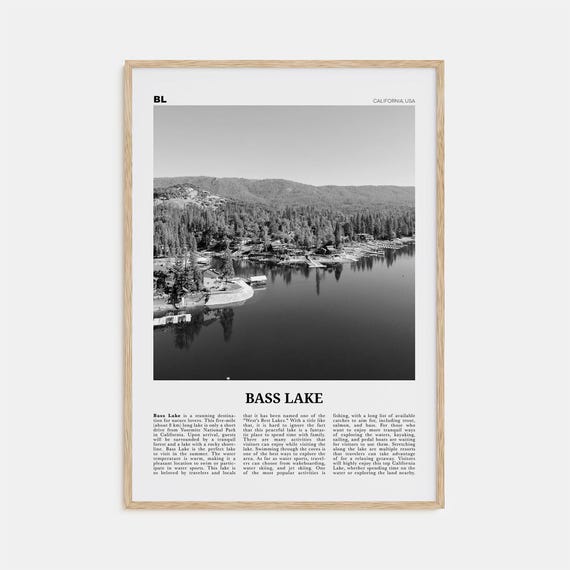 Bass Lake Black and White Travel Poster, California