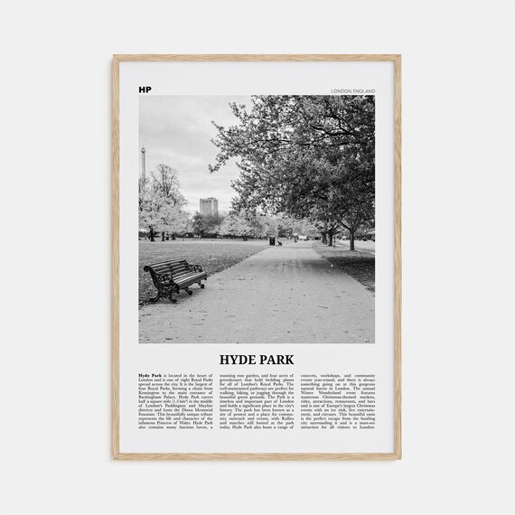 Hyde Park Black and White London Travel Poster