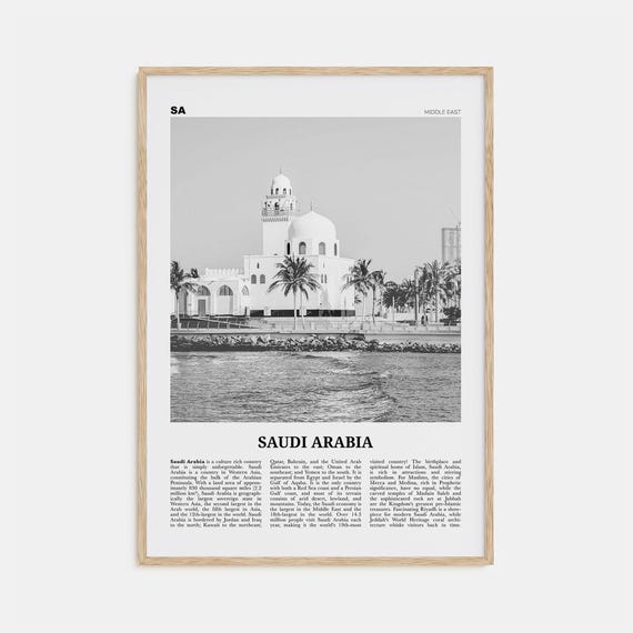 Saudi Arabia Black and White Travel Poster