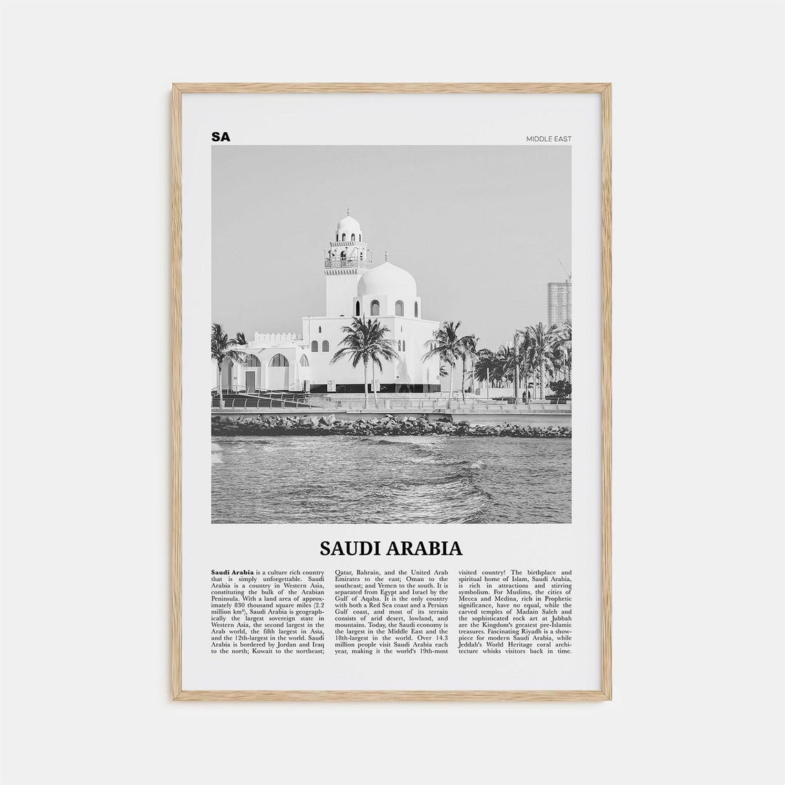Saudi Arabia Black and White Travel Poster