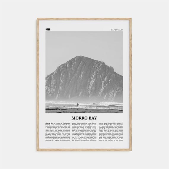 Morro Bay Black and White Travel Poster, California
